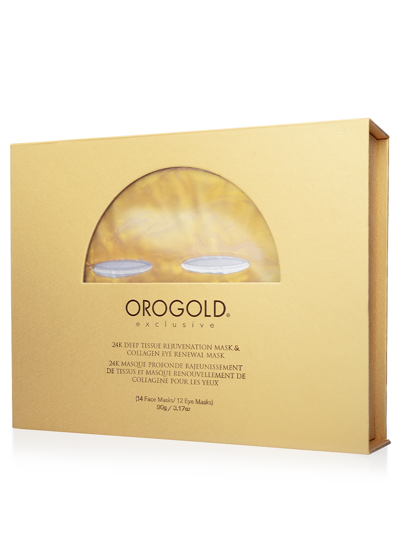 OROGOLD Exclusive 24K Deep Tissue Rejuvenation Mask and Collagen Eye Renewal Mask box